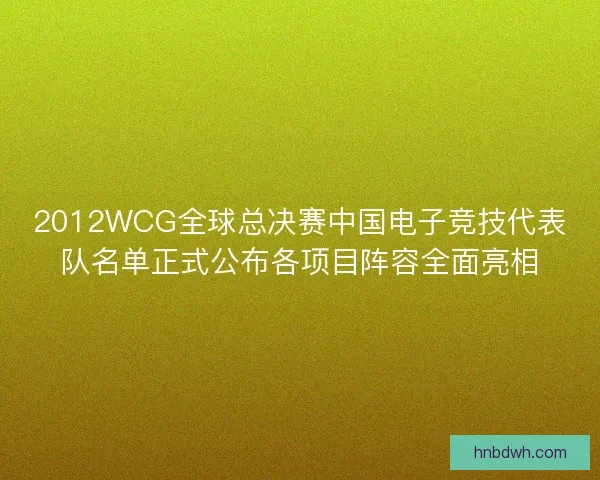 2012WCG全球总决赛中国电子竞技代表队名单正式公布各项目阵容全面亮相